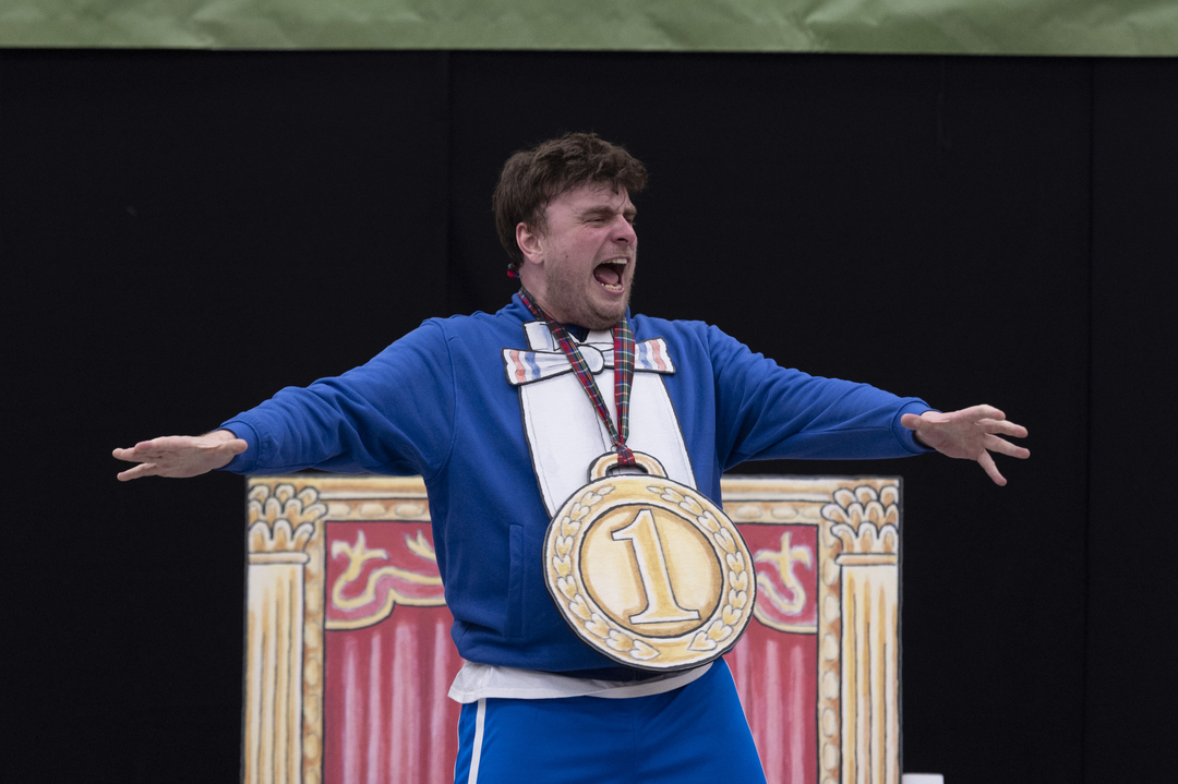 Ross Cumming in Pop-up Opera: Be a Sport, Spike!. Scottish Opera 2026. Credit Kirsty Anderson..
