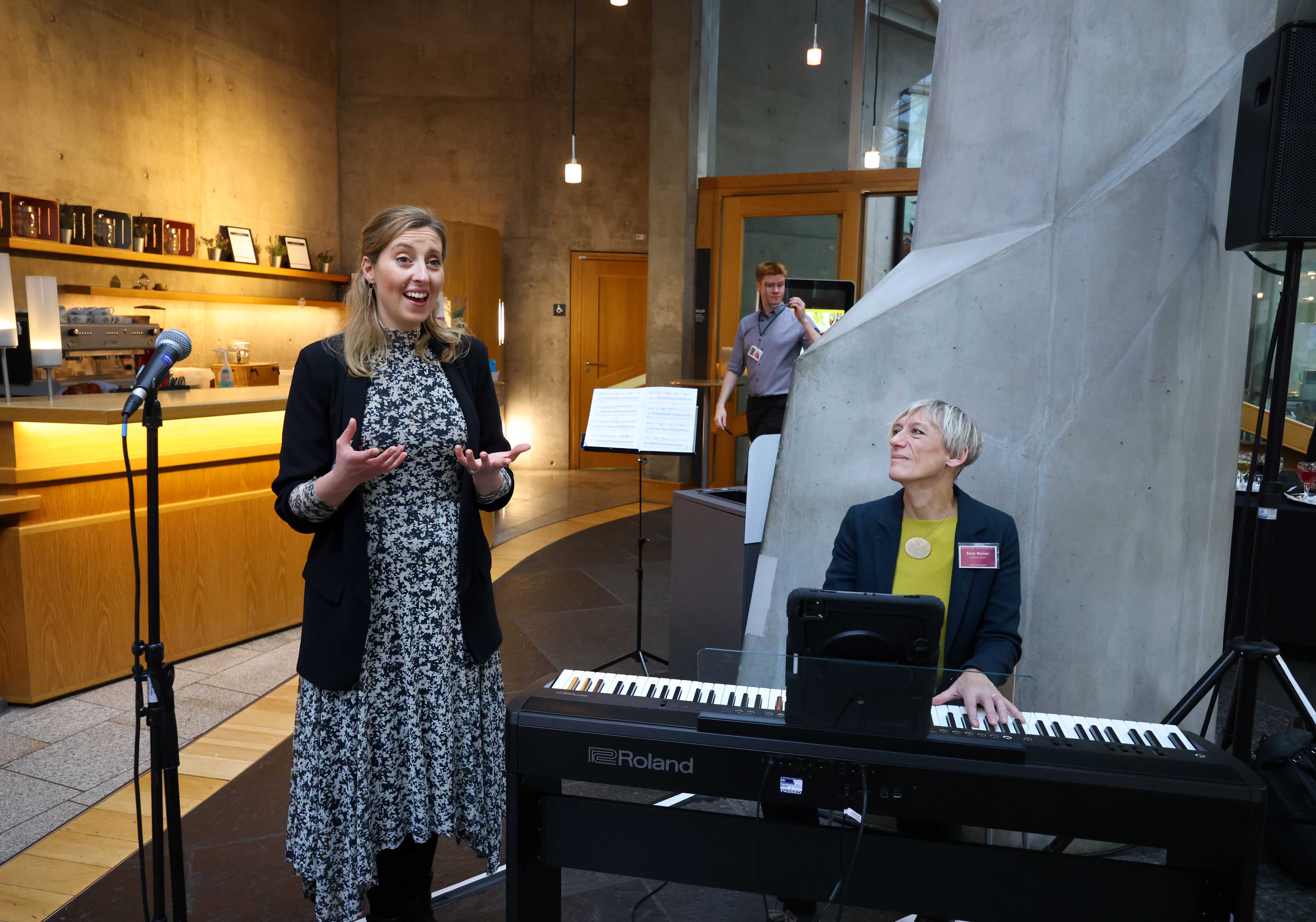 Karen Maciver And Jessica Leary From Scottish Opera Performing At Chest Heart & Stroke Scotland's No Life Half Lived Parliamentary Event.