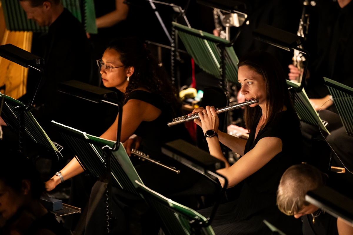 Eilidh Gillespie, Section Principal Flute, The Orchestra Of Scottish Opera in Daphne. Scottish Opera 2023. Credit Sally Jubb..