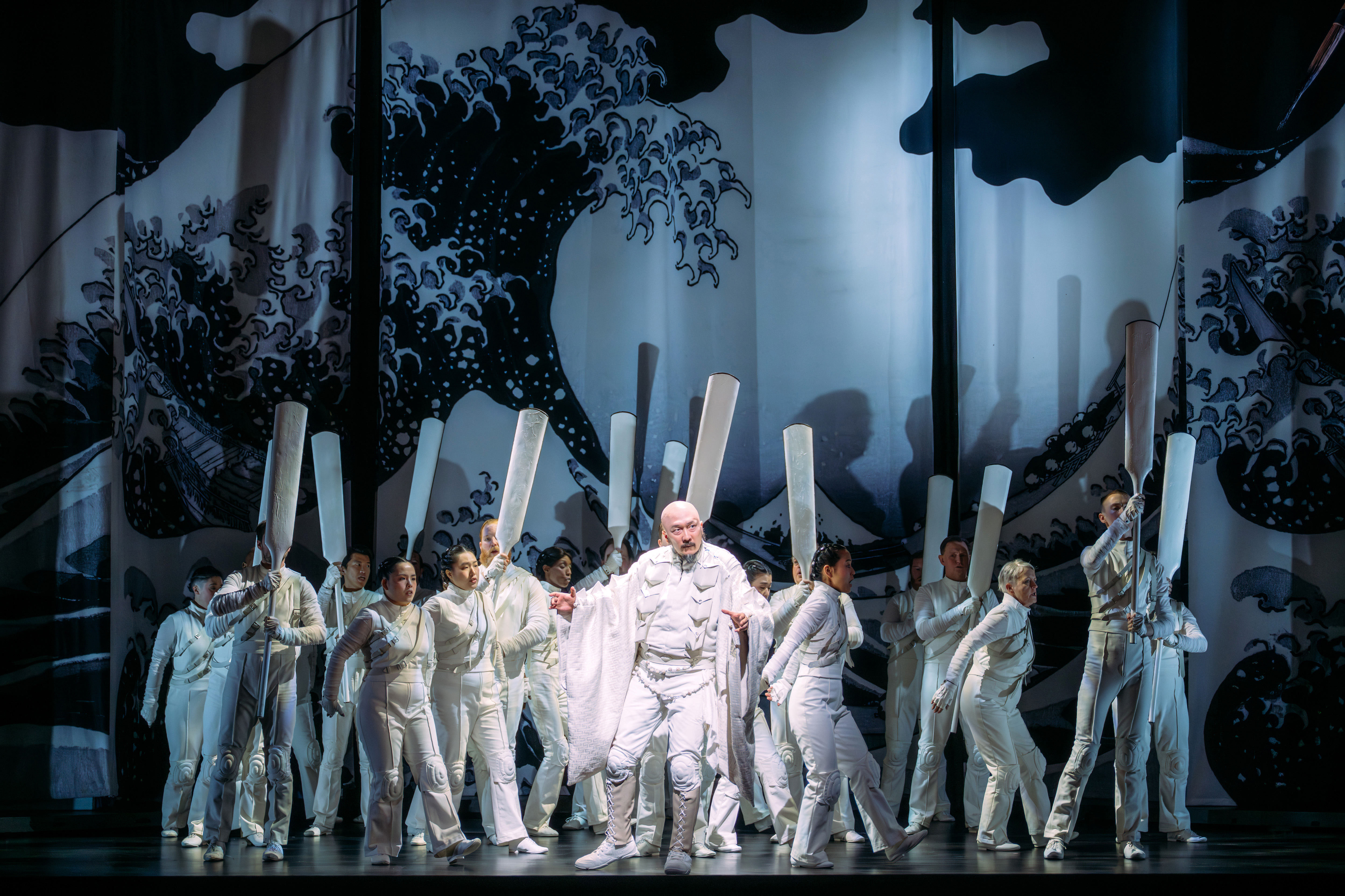 Daisuke Ohyama (Katsushika Hokusai) In Scottish Opera's Production Of The Great Wave. Credit Mihaela Bodlovic..